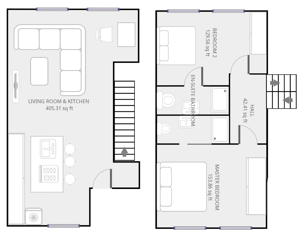 Lovelydays luxury service apartment rental - London - Fitzrovia - Foley Street - Lovelysuite - 2 bedrooms - 2 bathrooms - Floorplan - floor plan - 94c8f83b7456 - Lovelydays